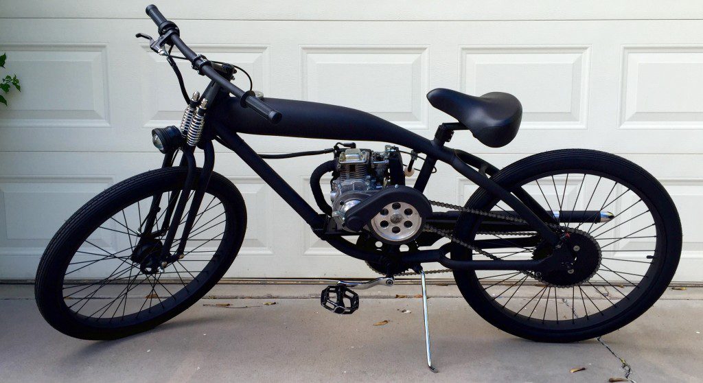 A black bike with a white background