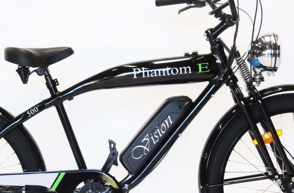 A black bike with the word phantom on it.