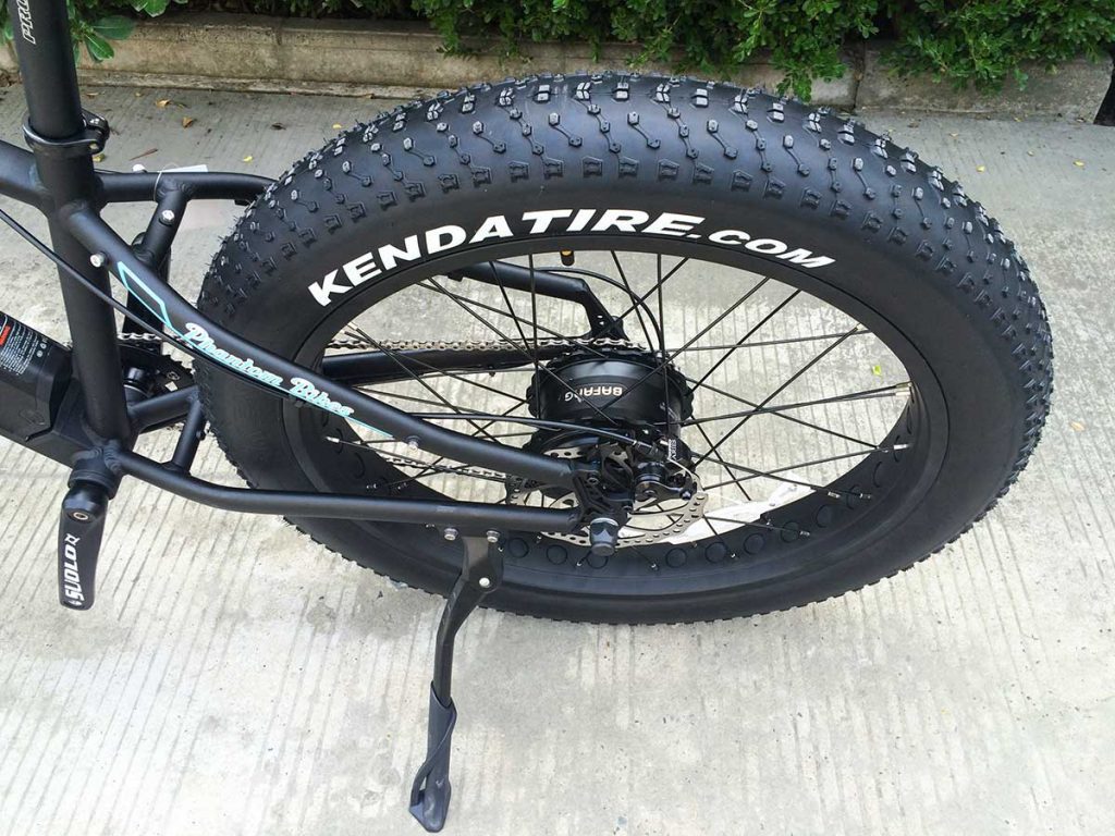 4.0 Kenda fat tire on the Fat Track electric mountain bike by Phantom Bikes