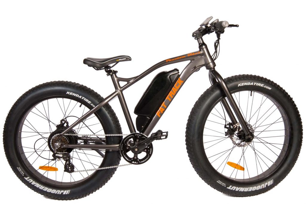 A Phantom E9 Fat Track electric fat bike is shown against a white background.