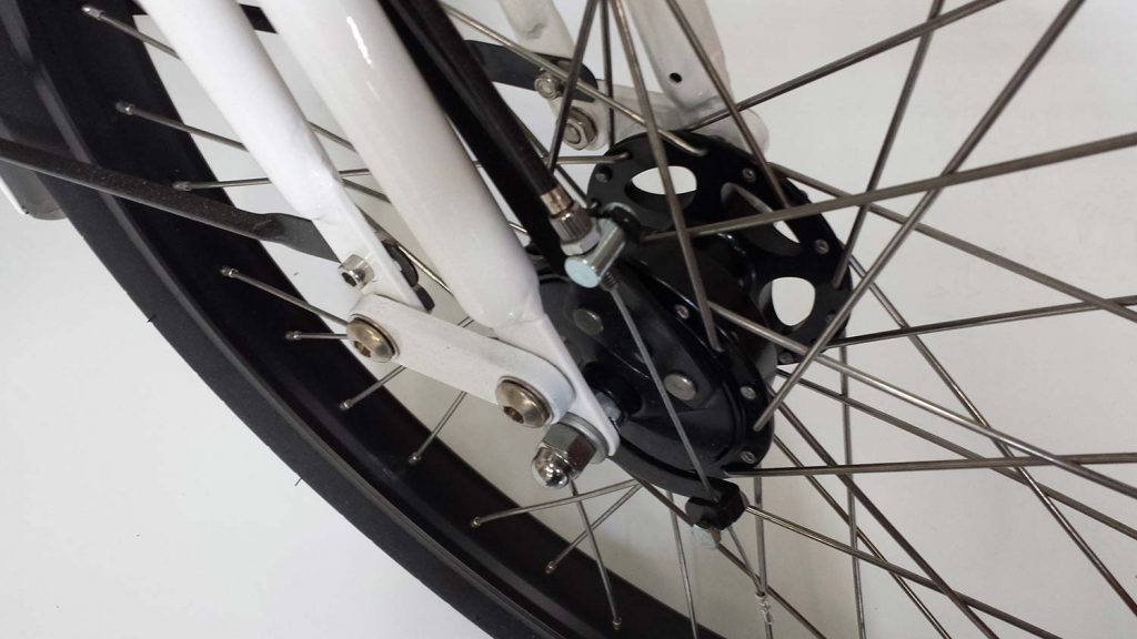 Spokes of Ghost Classic, a gas powered bicycle by Phantom Bikes