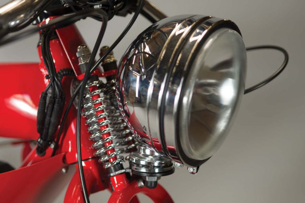 Large Headlamp on the front of the Phantom R Electric Bike