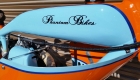 Closeup of blue and orange bike frame from Phantom Bikes