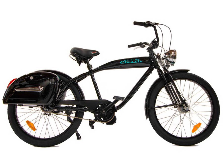 Santa Fe Classic electric bike in black with blue accent colors