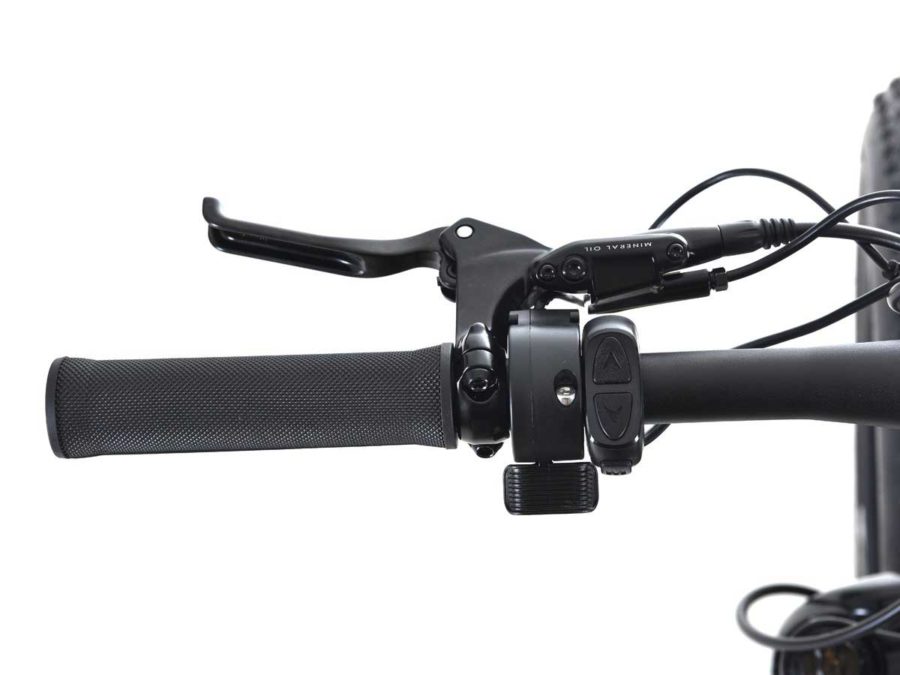 Handle grip and thumb throttle on the Phantom Warrior e-bike