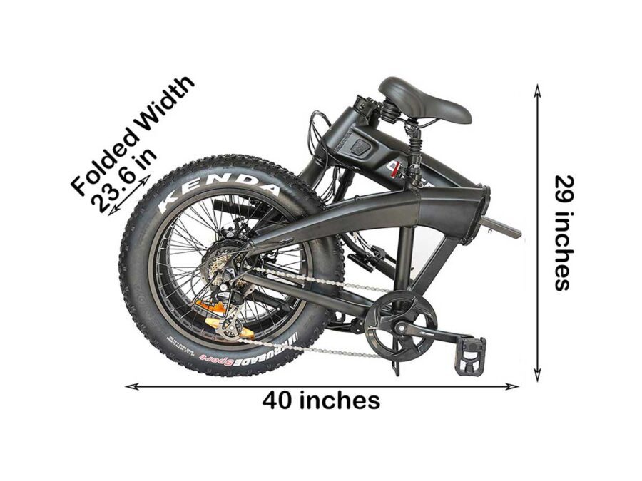 An example diagram of how the Phantom Hummer e-bike folds for easy storage