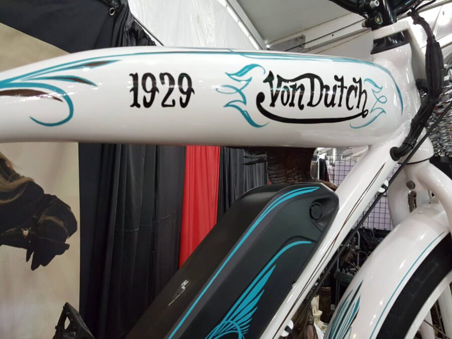 A bicycle with the name john dutch on it.